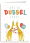 dubbel feest met twee giraffen en confetti