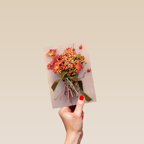 herfst kaart met herfstbloemen