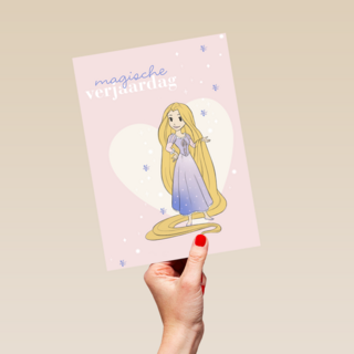 prinses kaart disney magische verjaardag rapunzel