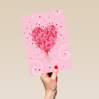 Liefde kaart bloemenhart boeket