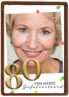Verjaardagskaart foto 80 met confetti