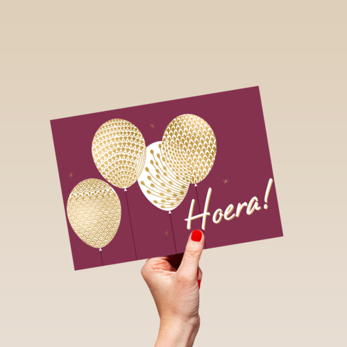 verjaardag kaart gouden ballonnen