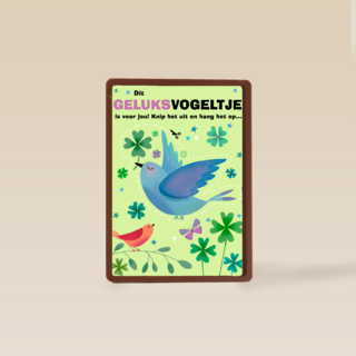 Veel geluk kaart met geluksvogeltje