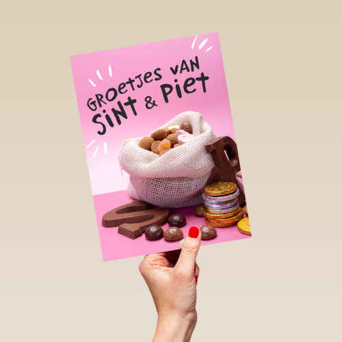 Sinterklaaskaart Groetjes van Sint en piet Snoepgoed