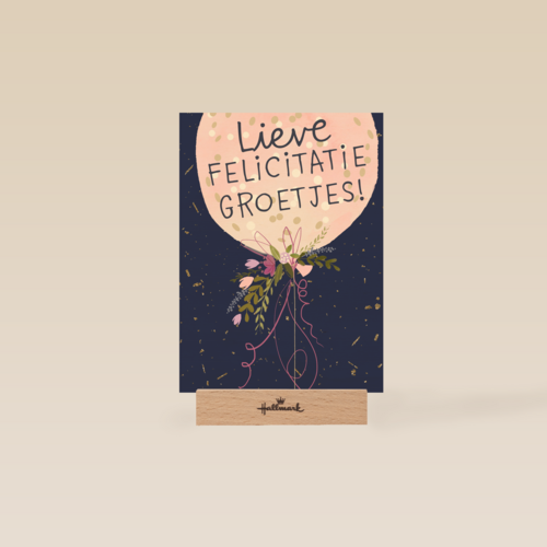 Gefeliciteerd kaart vrouw lieve felicitatiegroetjes