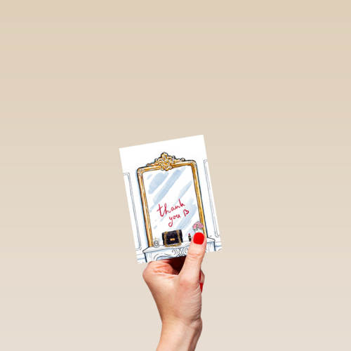 Bedankt kaart spiegel met lippenstift
