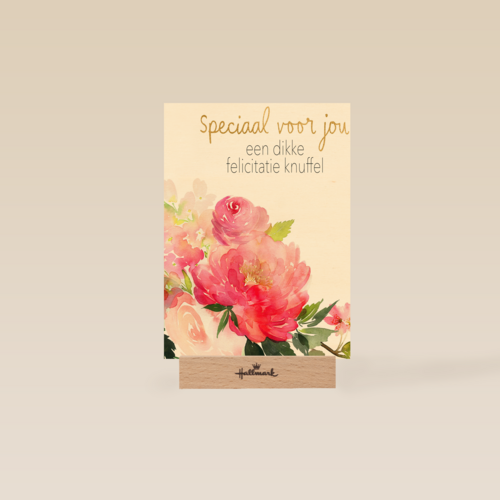 Gefeliciteerd kaart vrouw een dikke felicitatieknuffel