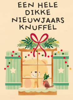 nieuwjaarskaart hart onder de riem een hele dikke nieuwjaarsknuffel