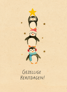 Kinderpostzegels Gezellige Pinguin kerstdagen