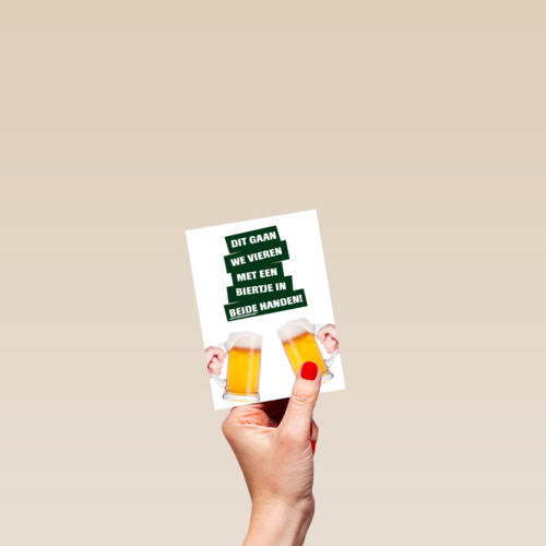 dit gaan we vieren met een biertje kaart