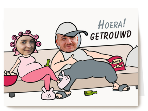 Kaart Hallmark | Felicitatie Huwelijk | Pas Getrouwd Kaart Couch Potatoes
