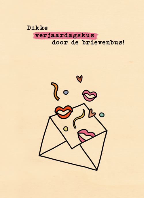Houten Kaart Verjaardagskaarten | Verjaardagskaart Verjaardagskus Door De Brievenbus