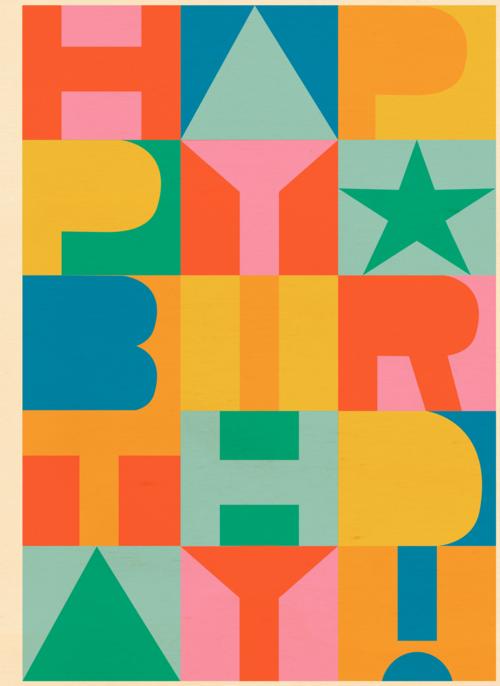 happy birthday met kleurvlakken