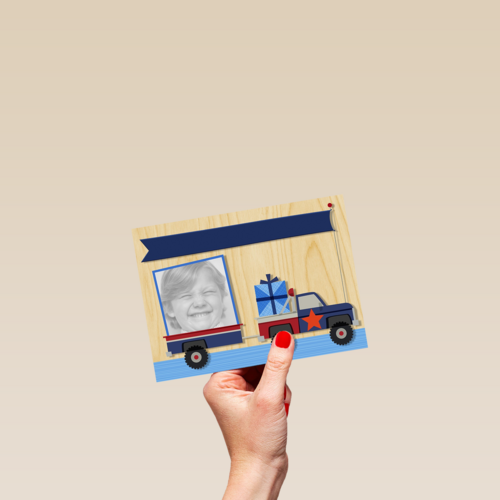 hoera kids jongen auto fotokaart