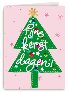 Kerstkaart Hip Kerstboom fijne kerstdagen