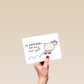 Felicitatie kaart man vrouw grappig ik beeeen zo blij voor jou