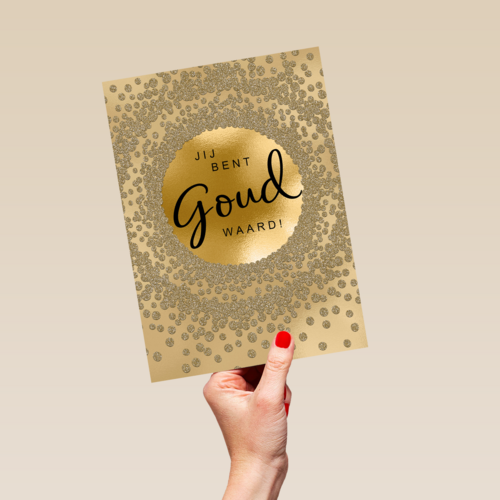 Moederdag kaart stijlvol jij bent goud waard