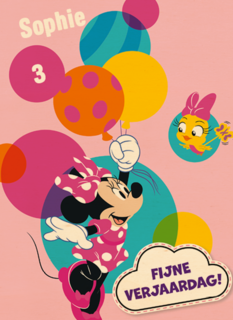 Minnie Mouse verjaardagskaart ballonnen