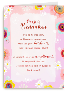 Bedankkaart Groot compliment More than words