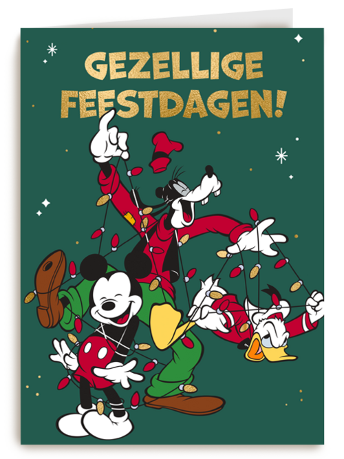 Disney kerstkaart mickey goofy donald duck