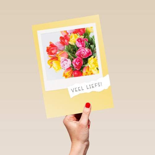 lente kaart boeket bloemen veel liefs