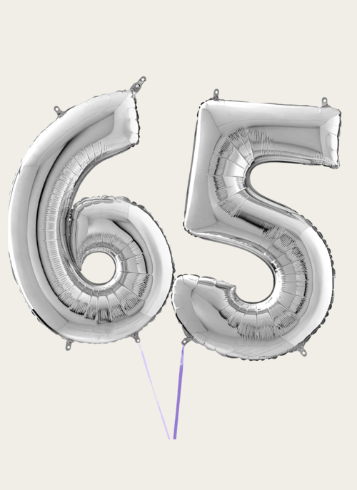 Hallmark Cijferballon 65 Jaar Zilver XL |  Cadeau Ballonnen |
