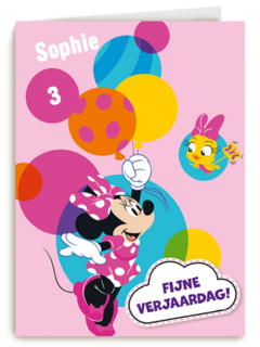 Minnie Mouse verjaardagskaart ballonnen