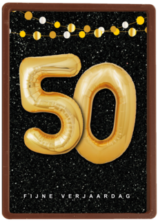 Verjaardagskaart leeftijden 50 ballonletters