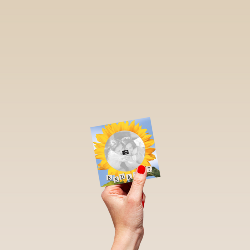 fotokaart bedankt met zonnebloem