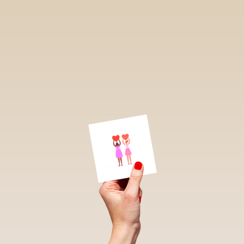 Valentijnskaart blanco 2 vrouwen met hart