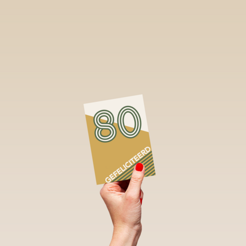 verjaardagskaart 80 op bruine achtergrond