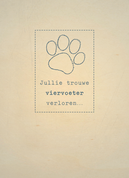 Houten Kaart Condoleance Kaarten | Houten Kaart Hallmark | Condoleance Kaarten | Dierenpootje Viervoeter Verloren