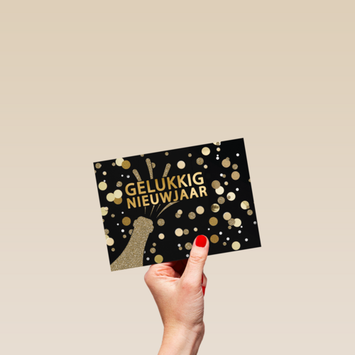 gelukkig nieuwjaar met glitterchampagne