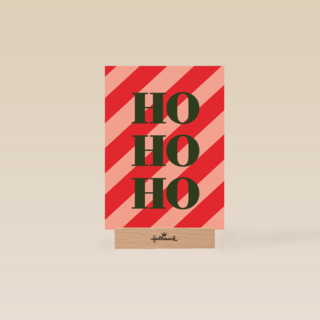 kerstkaart hohoho op rood roze achtergrond