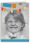 fotokaart uitnodiging gekleurde vlaggetjes