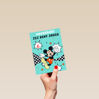 verjaardag kaart mickey mouse hoeraaaa jij bent jarig