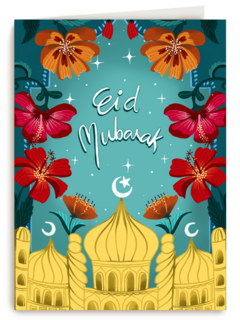 eid mubarak kaart met bloemen