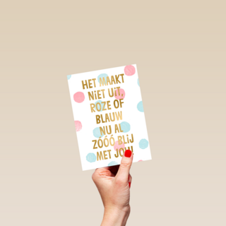 zwangerschap aankondiging het maakt niet uit roze of blauw