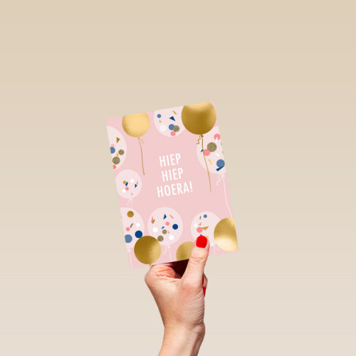 gefeliciteerd kaart vrouw hiep hiep hoera