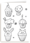 kleurplaat kaart cupcakes ziek thuis virus griep