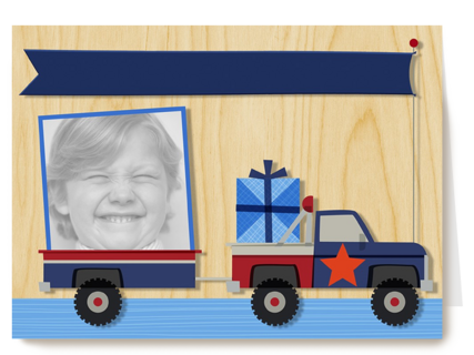 hoera kids jongen auto fotokaart