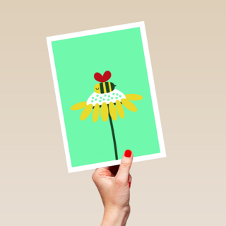 Zomaar kaartje bloem met bij