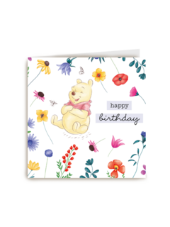 verjaardag kaart winnie de poeh bloemen happy birthday