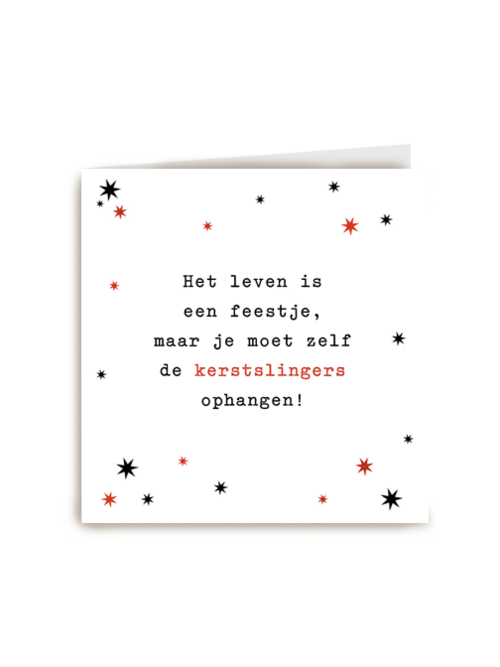 kerstkaart je moet zelf de slingers ophangen