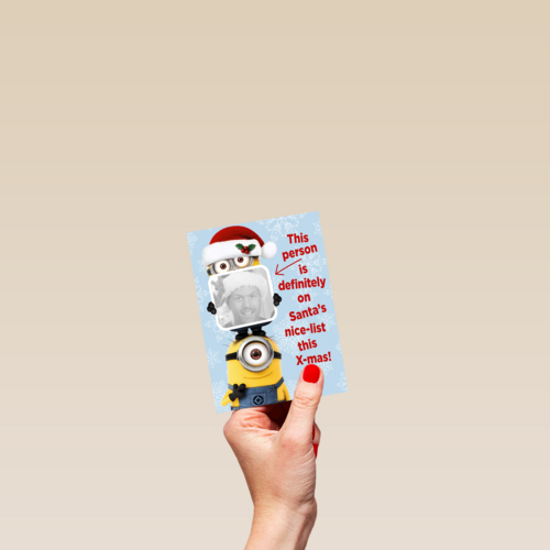 minion kerstkaart santa nice list this xmas