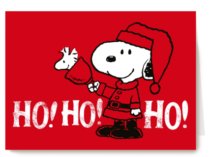 Kerstkaart Snoopy hohoho
