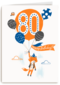 een vos met ballon om 80 jaar te vieren