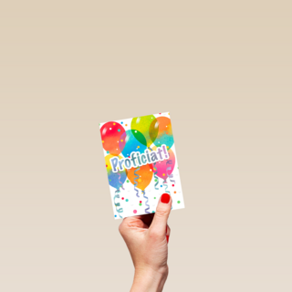 proficiat met ballonnen en confetti