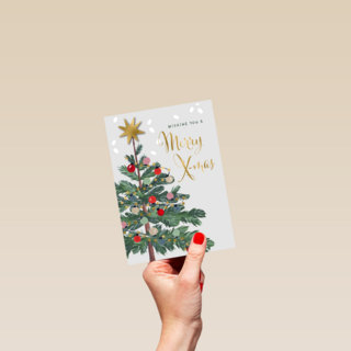 kerstkaart met kerstboom merry x mas