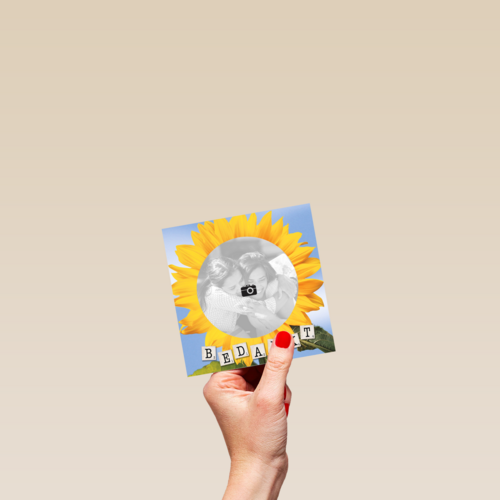 fotokaart bedankt met zonnebloem
